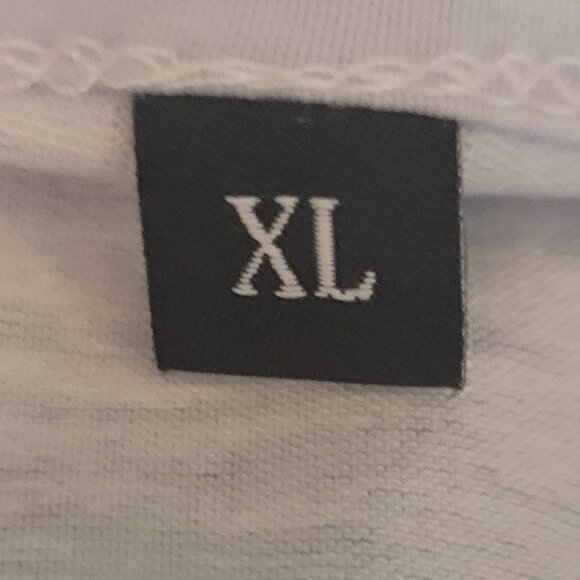 Womens XL White Blue Button Neck Pullover Stretch 3/4 Flair Sleeve Blouse Unworn - Picture 13 of 13